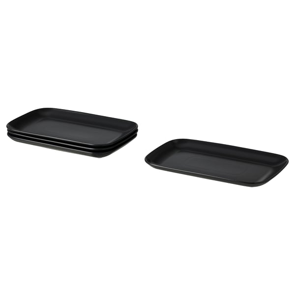 FÄRGKLAR plate, matt dark grey, 30x18 cm, 4 pack