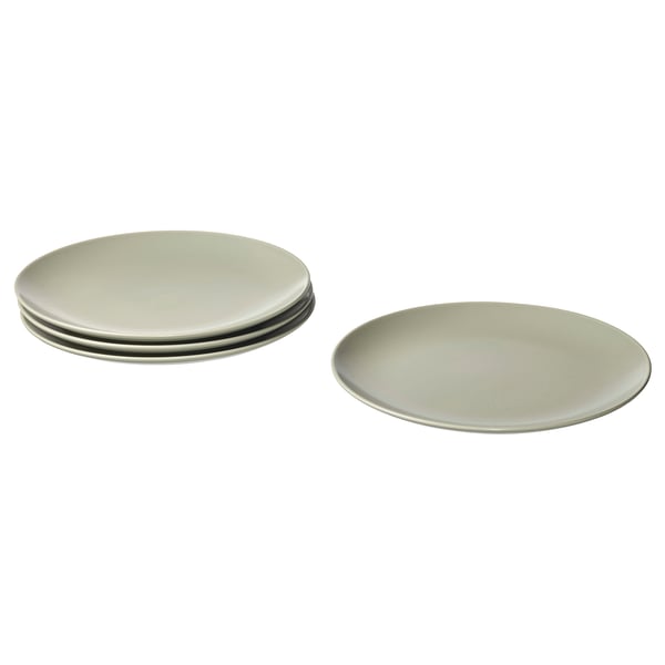 FÄRGKLAR plate, matt green, 26 cm, 4 pack