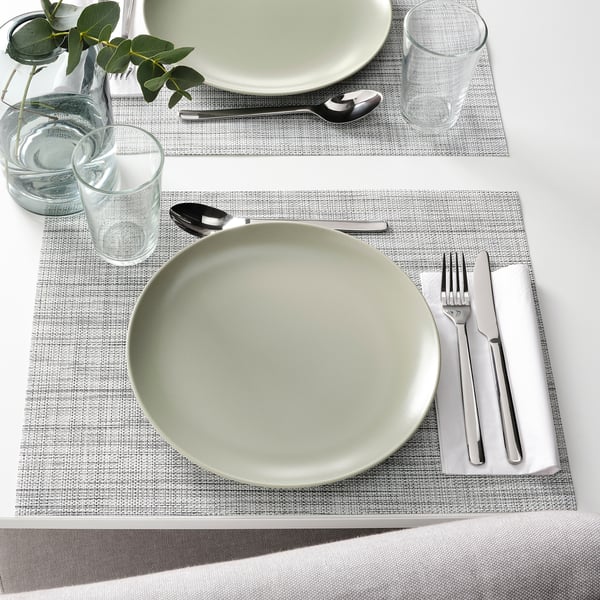 FÄRGKLAR plate, matt green, 26 cm, 4 pack