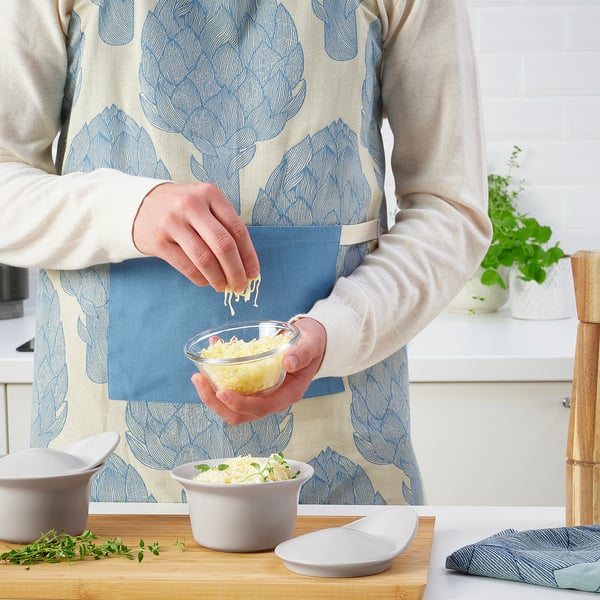 FÄRGKLAR oven/serving dish with lid, matt light grey, 0.2 l, 2 pack
