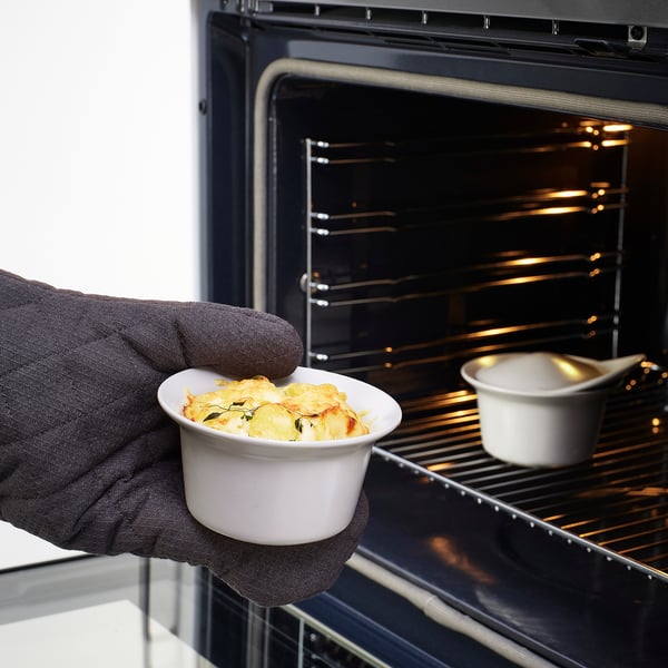 FÄRGKLAR oven/serving dish with lid, matt light grey, 0.2 l, 2 pack