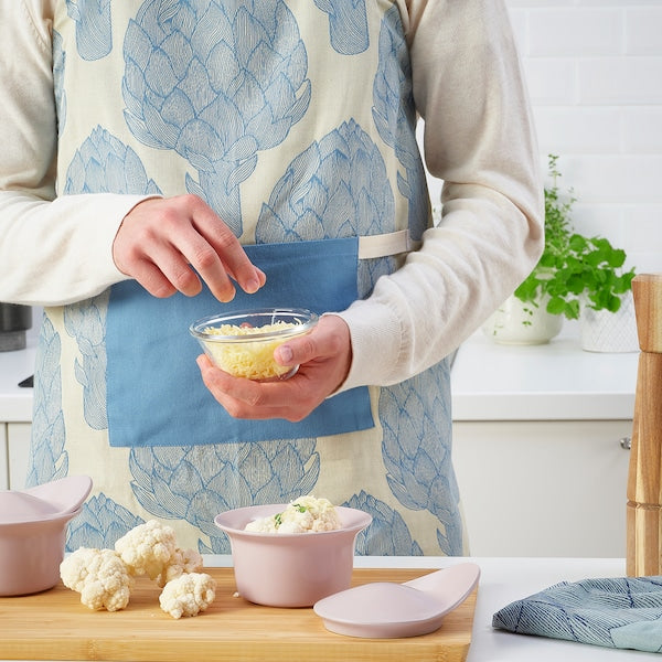 FÄRGKLAR - Oven/serving dish with lid, matt light pink, 0.2 l