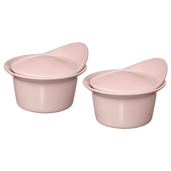 Ikea FÄRGKLAR - Oven/serving dish with lid, matt light pink, 0.2 l