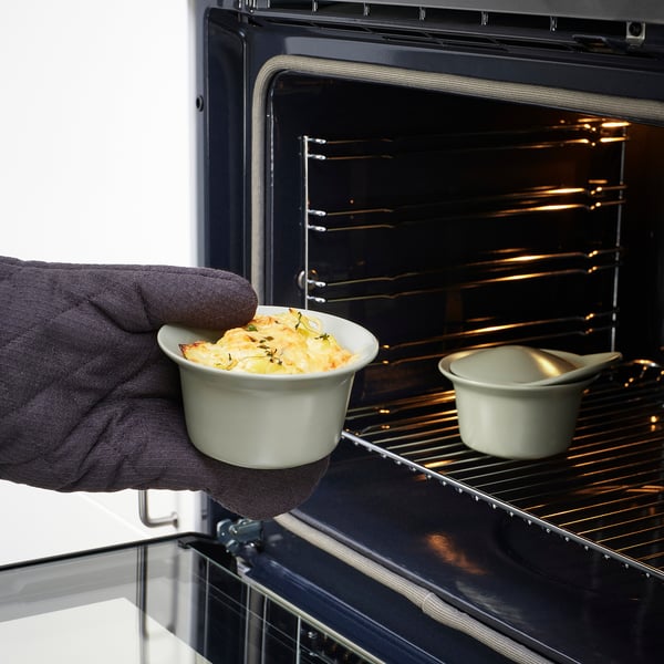 FÄRGKLAR oven/serving dish with lid, matt light green, 0.2 l, 2 pack