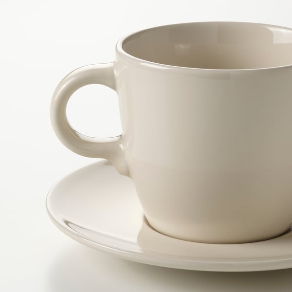 FÄRGKLAR Cup and saucer - glossy beige 25 cl , 25 cl price include 4 pieces