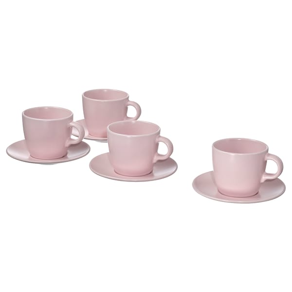 FÄRGKLAR Cup and saucer - matt pale pink 25 cl , 25 cl price include 4 pieces