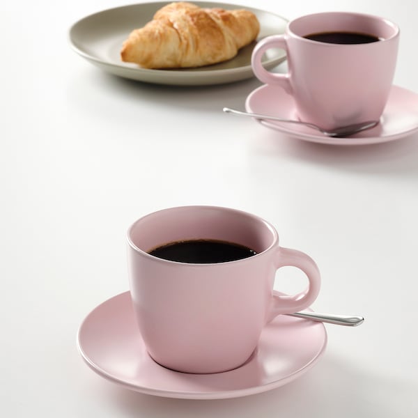 FÄRGKLAR Cup and saucer - matt pale pink 25 cl , 25 cl price include 4 pieces