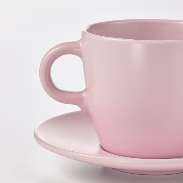 FÄRGKLAR Cup and saucer - matt pale pink 25 cl , 25 cl price include 4 pieces