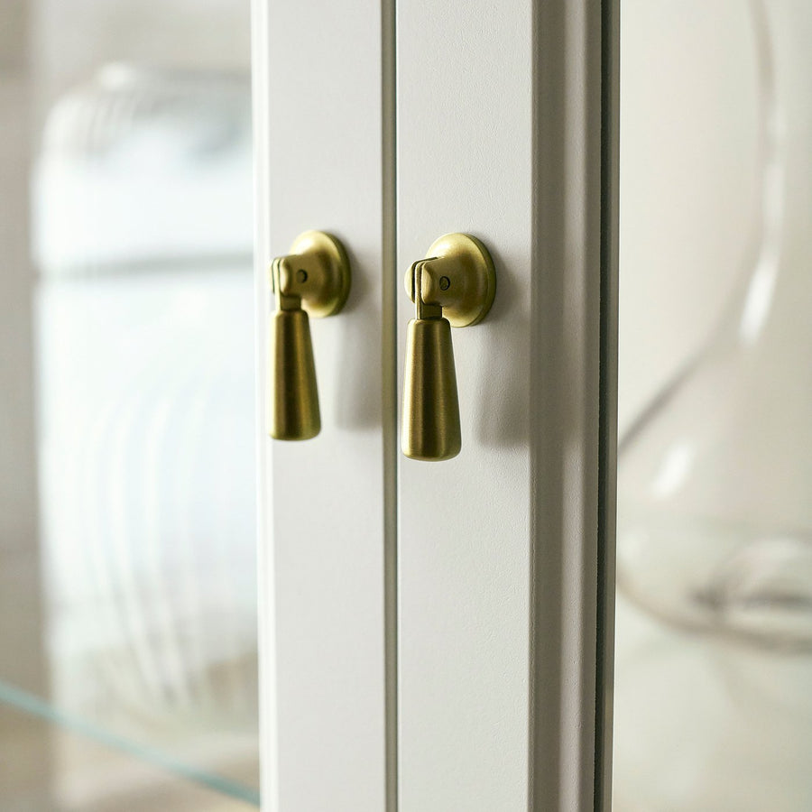 FÄRJKARL glass-door cabinet, off-white, 87.4x161.1x44.5 cm