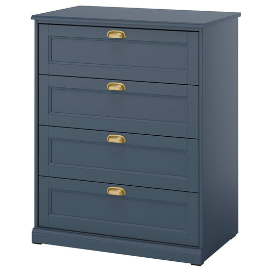 FÅGELFJÄLLET chest of 4 drawers, dark grey-blue, 82x51x101 cm