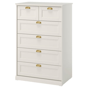 FÅGELFJÄLLET chest of 6 drawers, off-white, 82x51x123 cm