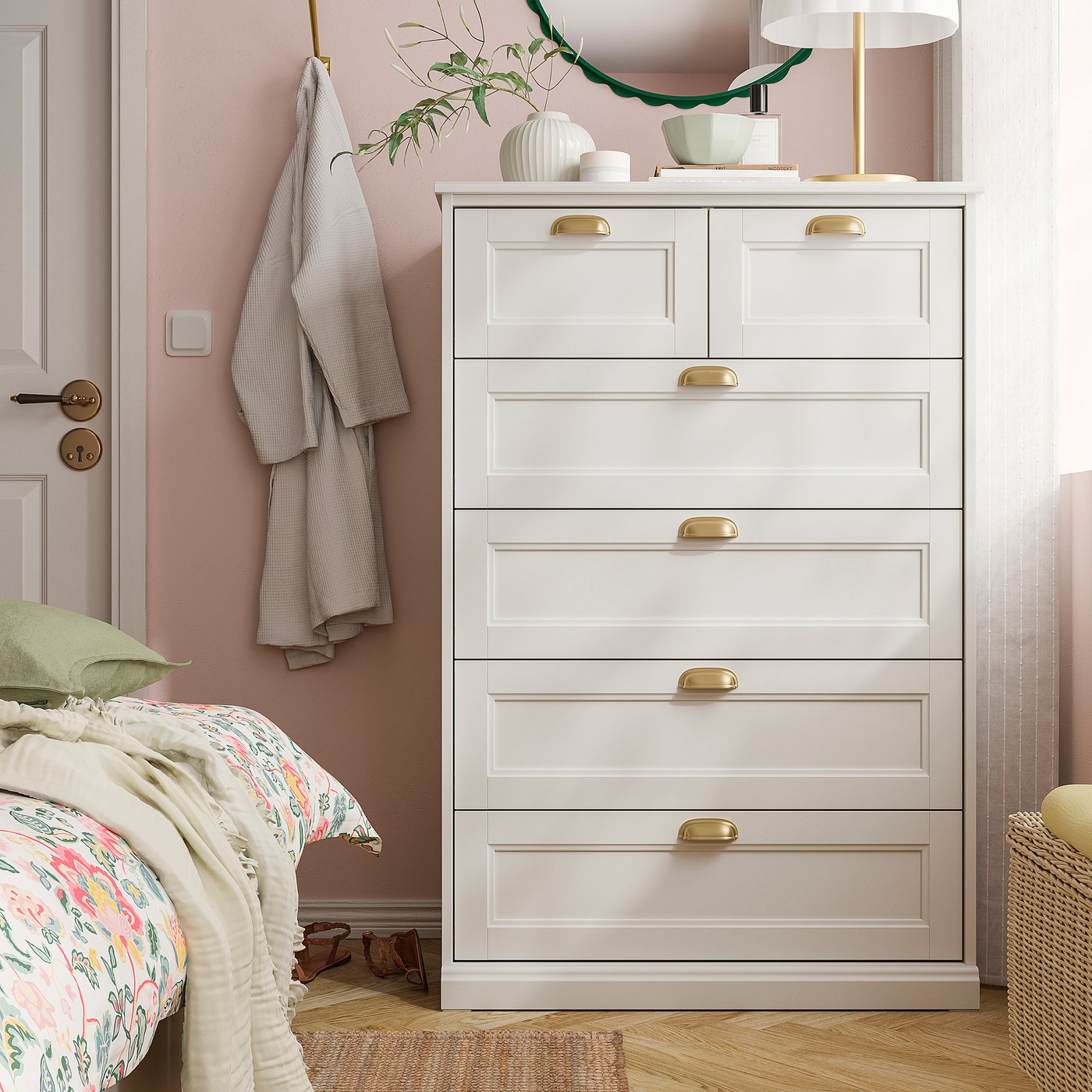 FÅGELFJÄLLET chest of 6 drawers, off-white, 82x51x123 cm