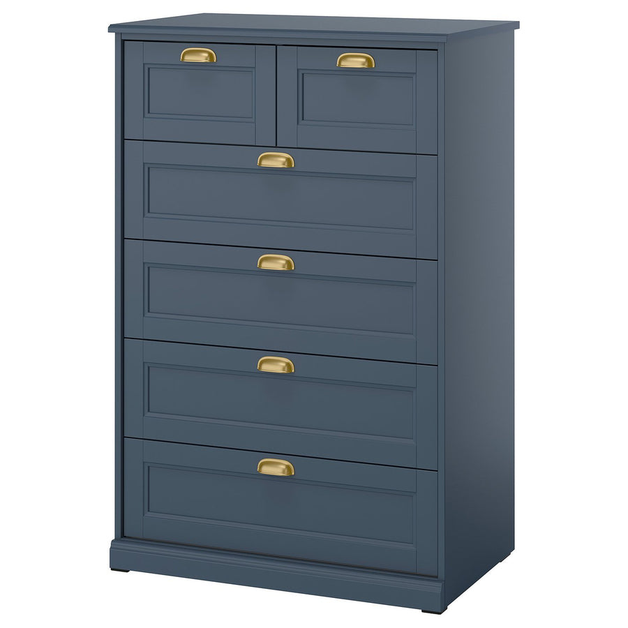 FÅGELFJÄLLET chest of 6 drawers, dark grey-blue, 82x51x123 cm