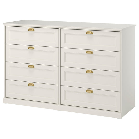 FÅGELFJÄLLET chest of 8 drawers, off-white, 160x51x101 cm