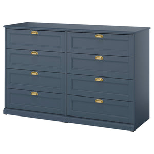 FÅGELFJÄLLET chest of 8 drawers, dark grey-blue, 160x51x101 cm