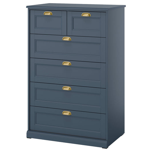 FÅGELFJÄLLET chest of 6 drawers, dark grey-blue, 82x51x123 cm