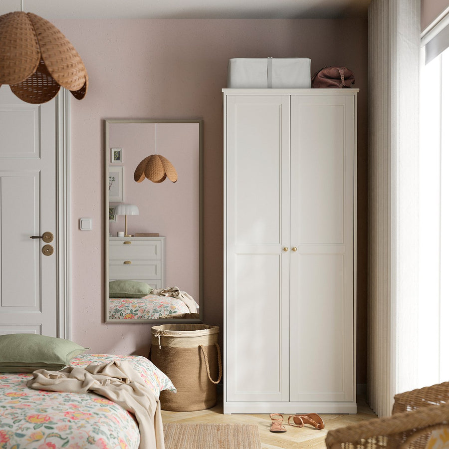 FÅGELFJÄLLET wardrobe with 2 doors, off-white, 82x60x194 cm