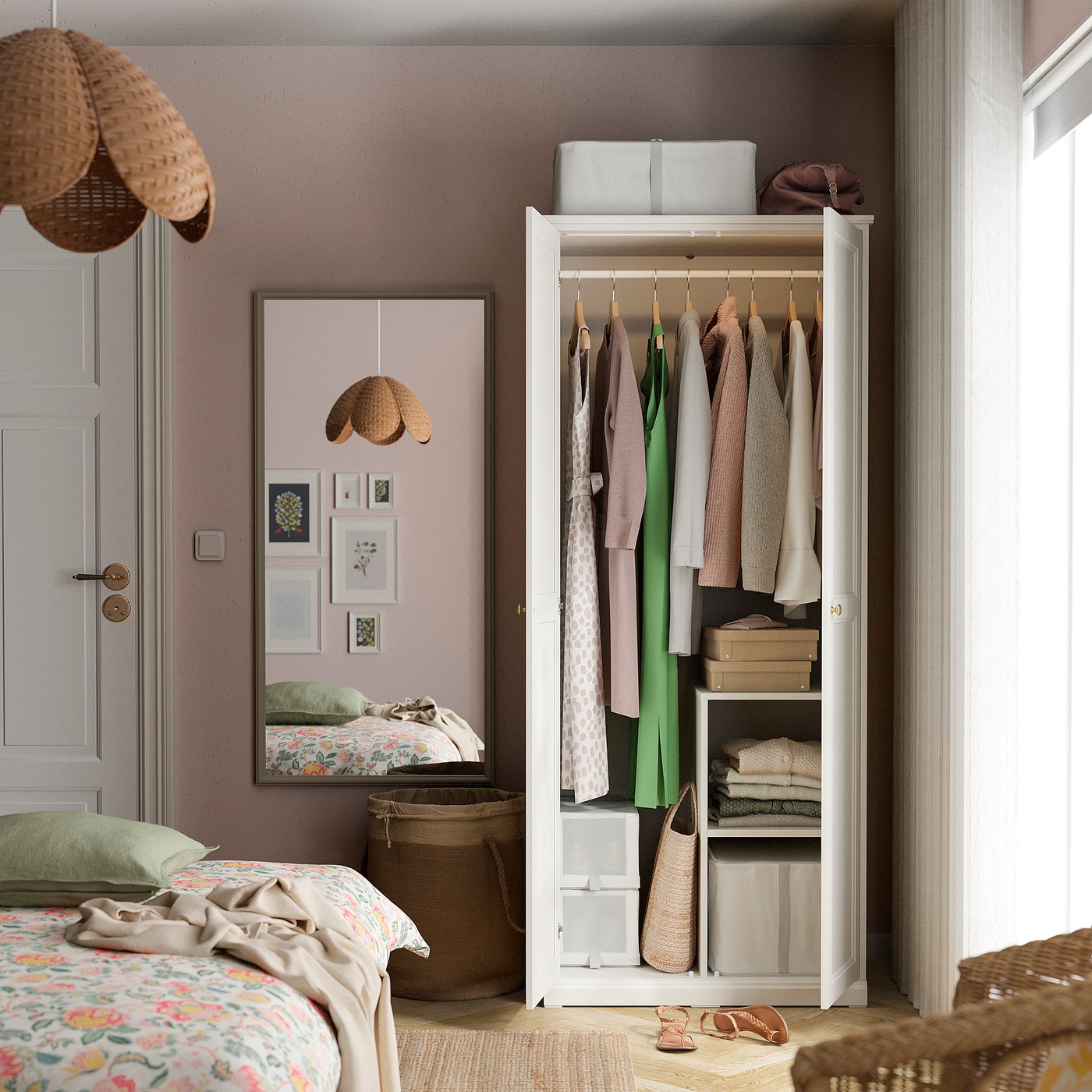 FÅGELFJÄLLET wardrobe with 2 doors, off-white, 82x60x194 cm