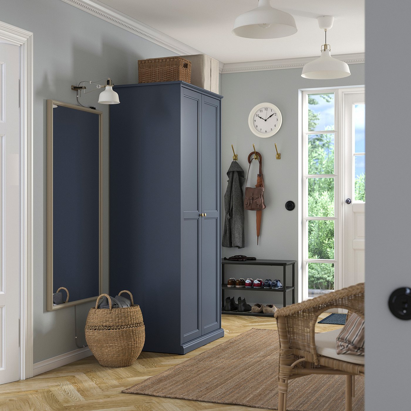 FÅGELFJÄLLET wardrobe with 2 doors, dark grey-blue, 82x60x194 cm