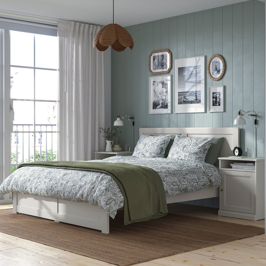 FÅGELFJÄLLET bedroom furniture, set of 3, off-white, 160x200 cm