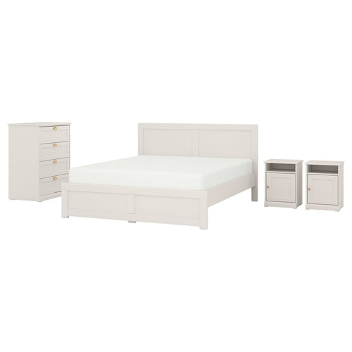 FÅGELFJÄLLET bedroom furniture, set of 4, off-white, 160x200 cm
