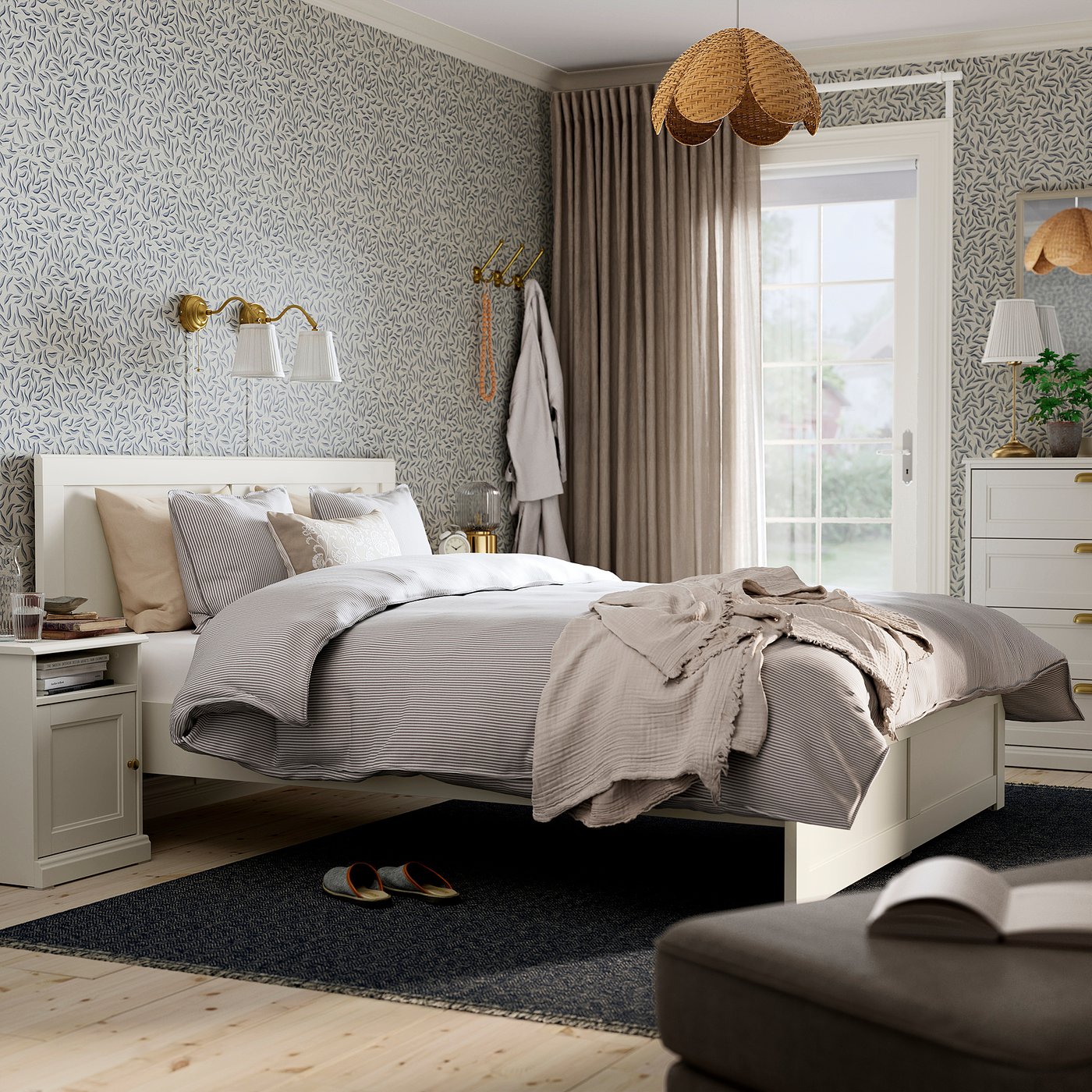 FÅGELFJÄLLET bedroom furniture, set of 4, off-white, 160x200 cm
