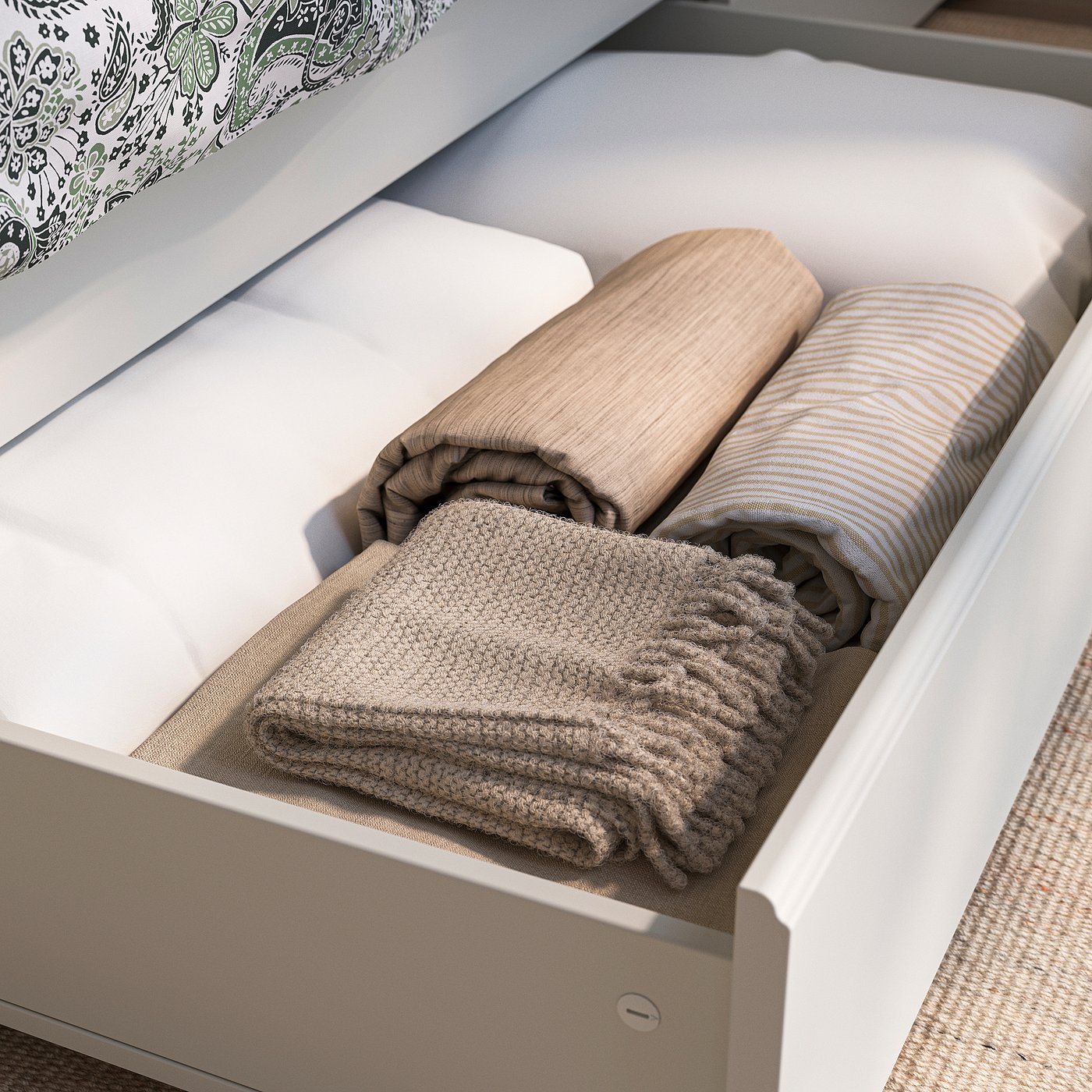 FÅGELFJÄLLET bed storage box, set of 2, off-white, 200 cm