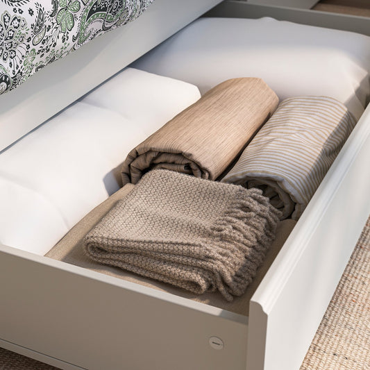 FÅGELFJÄLLET bed storage box, set of 2, off-white, 200 cm