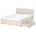 FÅGELFJÄLLET bed frame with 4 storage boxes, off-white/Luröy, 160x200 cm
