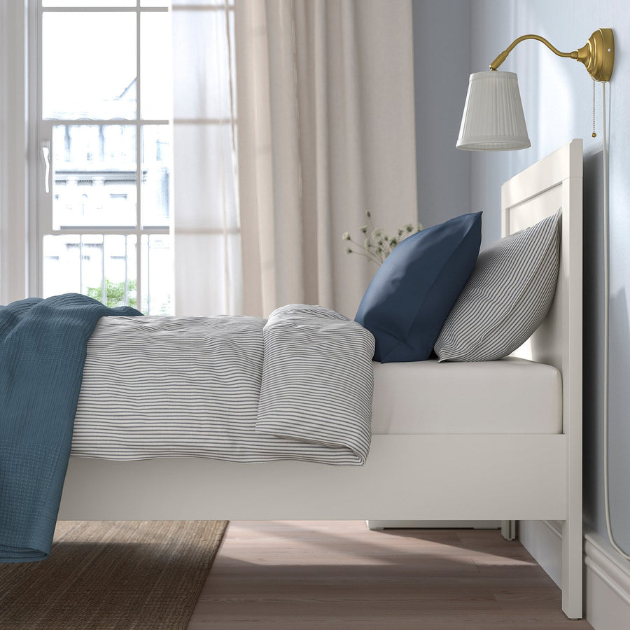 FÅGELFJÄLLET bed frame, off-white/Leirsund, 90x200 cm