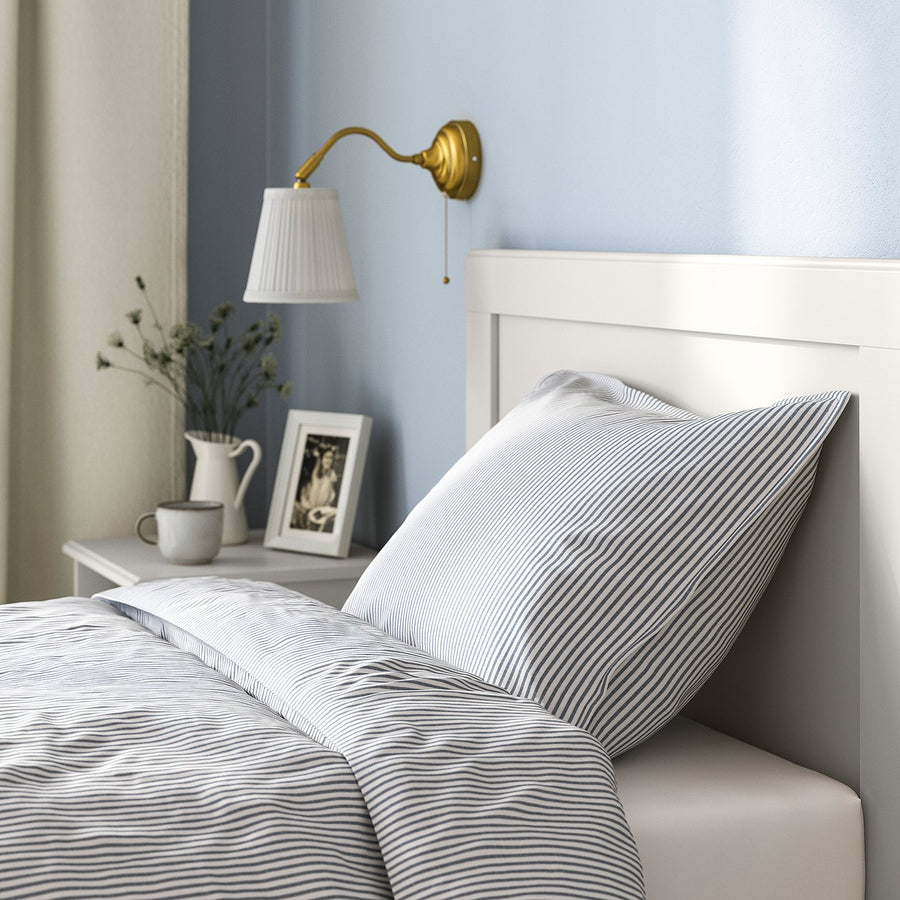 FÅGELFJÄLLET bed frame, off-white/Lindbåden, 90x200 cm