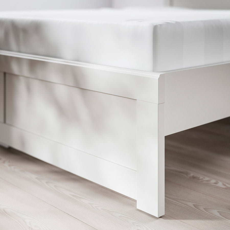 FÅGELFJÄLLET bed frame, off-white/Lindbåden, 90x200 cm