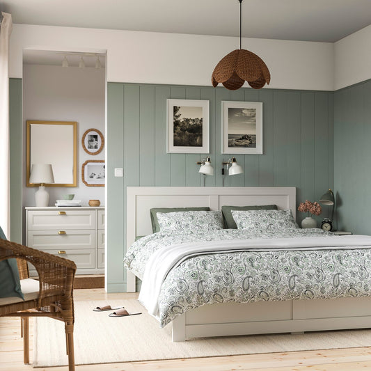 FÅGELFJÄLLET bed frame, off-white, 140x200 cm