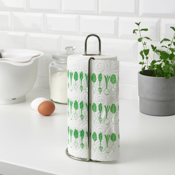 FAMILJ kitchen roll, patterned bright green/white, 2 pack