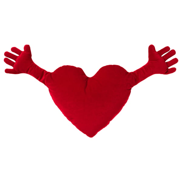FAMNIG HJÄRTA cushion, red, 40x101 cm