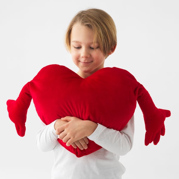FAMNIG HJÄRTA cushion, red, 40x101 cm