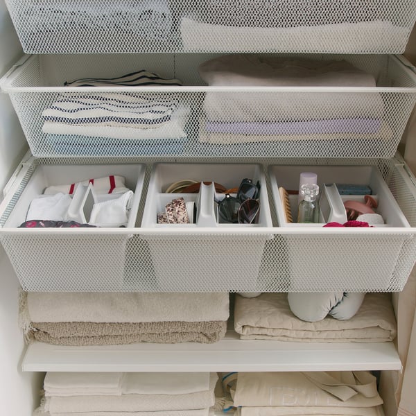 FÅNGGRÖDA insert with compartments, light grey, 35x24x14 cm