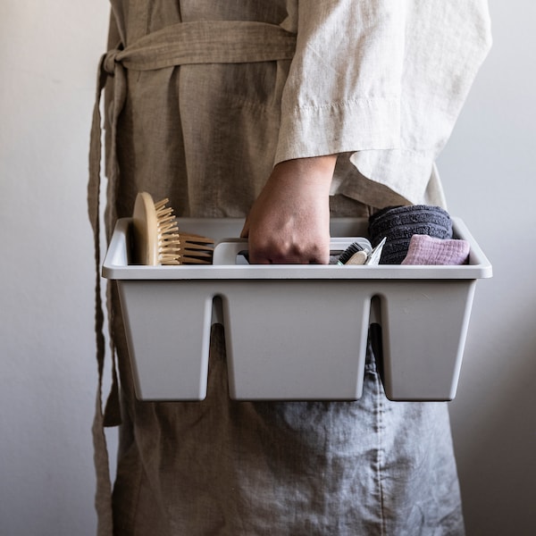 FÅNGGRÖDA - Insert with compartments, light grey, 35x24x14 cm