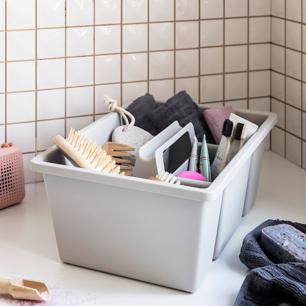 FÅNGGRÖDA insert with compartments, light grey, 35x24x14 cm