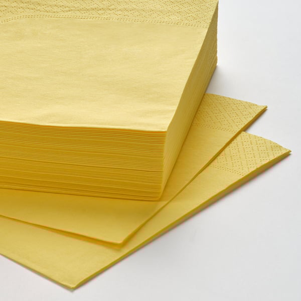 FANTASTISK paper napkin, yellow, 40x40 cm, 50 pack
