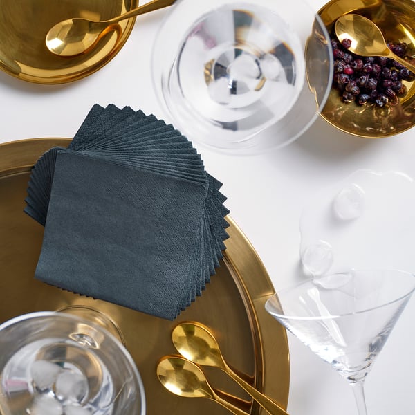 FANTASTISK paper napkin, dark grey, 24x24 cm, 50 pack