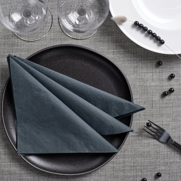 FANTASTISK paper napkin, dark grey, 40x40 cm, 50 pack