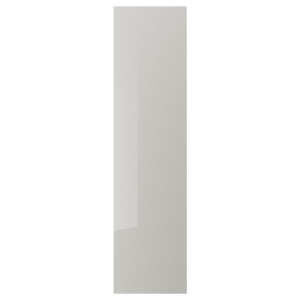 FARDAL door with hinges, high-gloss/light grey, 50x195 cm