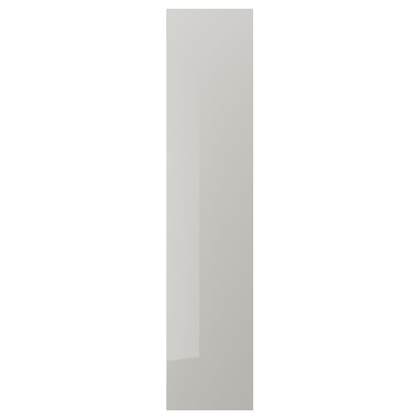 FARDAL door with hinges, high-gloss/light grey, 50x229 cm