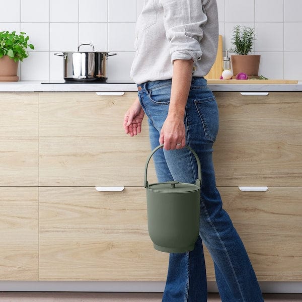 Ikea FARMARKVAST - Bin with lid for organic waste, grey-green, 4 l