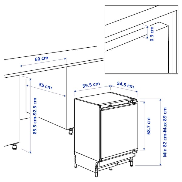 FASTNÄS - Undercounter refrigerator, IKEA 500 integrated,130 l