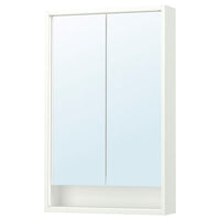 FAXÄLVEN mirror cabinet w built-in lighting, white, 60x15x95 cm