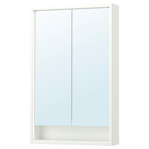 FAXÄLVEN mirror cabinet w built-in lighting, white, 60x15x95 cm