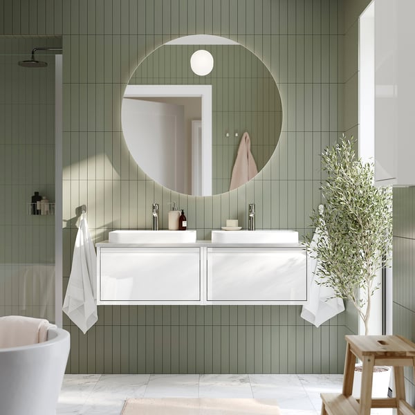 FAXÄLVEN - Mirror with built-in lighting, 100 cm