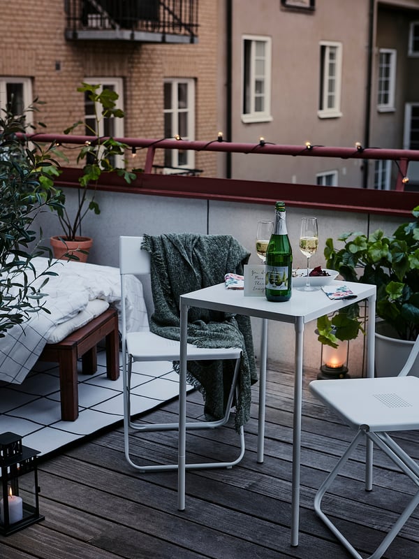 FEJAN chair, outdoor, foldable white, 44x89x42 cm